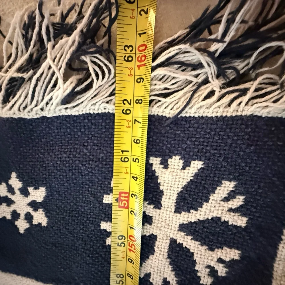 Festive Snowman Holiday Throw Blanket - Blue and White
